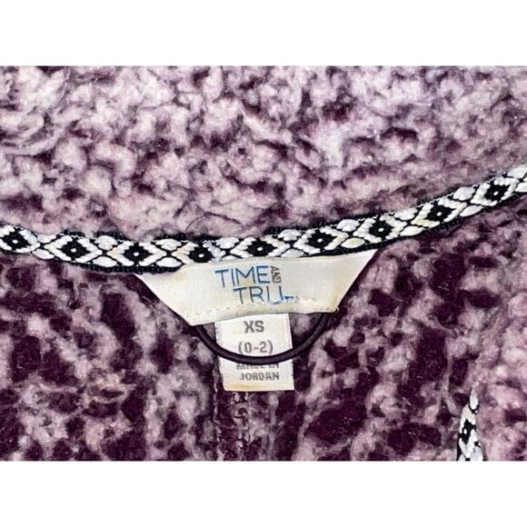 Time & Tru Women's Size XS Purple Pearl 3 / 4 Zip Up Pull Over Fleece Sweater - Picture 2 of 5